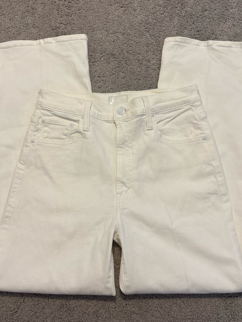 MOTHER Straight-Leg Jeans in White